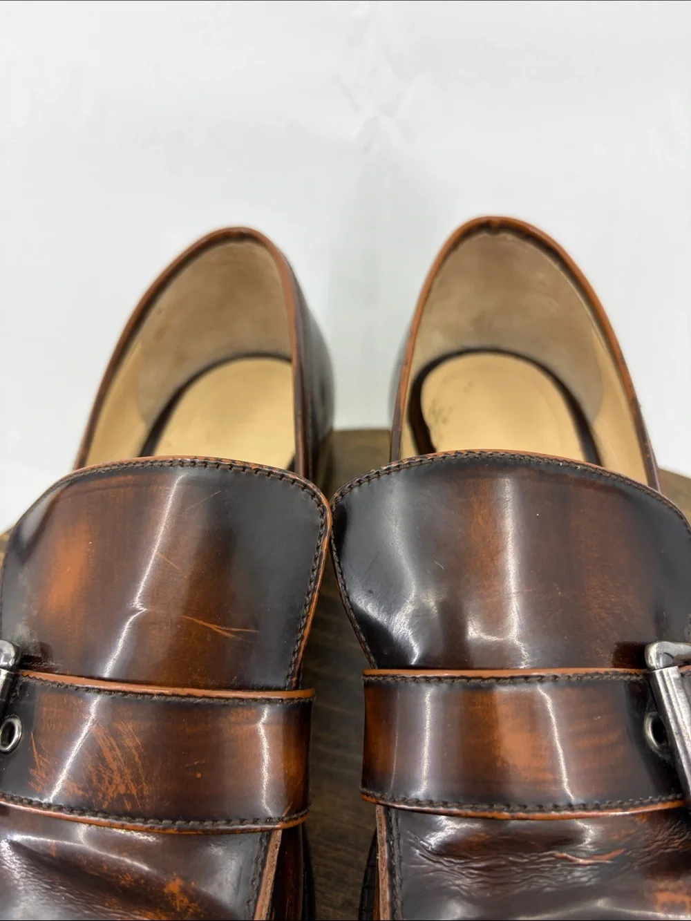 M.Gemi Womens Leather Made in Italy Heeled Loafers w/ Buckle, sz 38
